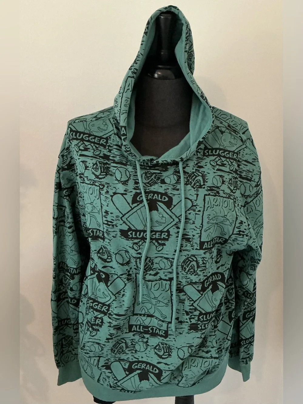 NWT Nickelodeon Teal Gerald Slugger Crewneck Hoodie Size Medium